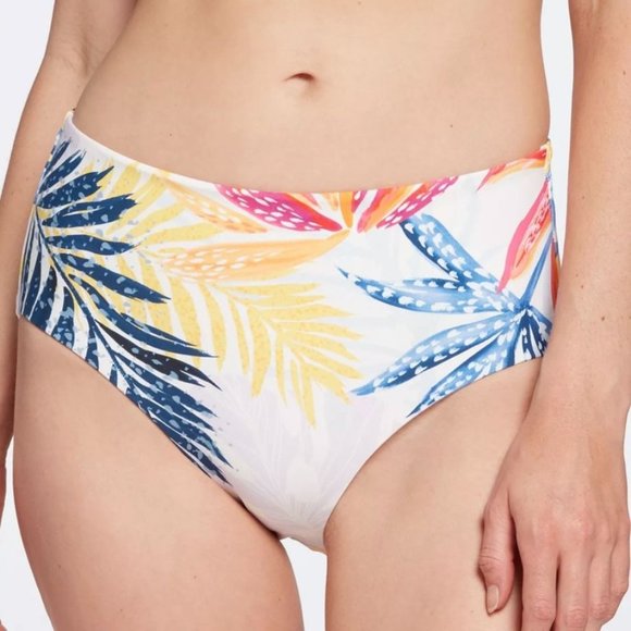 CALIA  NWT Sz XL Watercolor Palms Multi Sculpt Mid Rise Swim Bottom - Picture 4 of 7